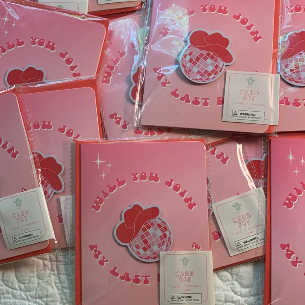 Last Disco 30 Pc blank note Card invitation W/Disco ball pin & Envelopes NEW